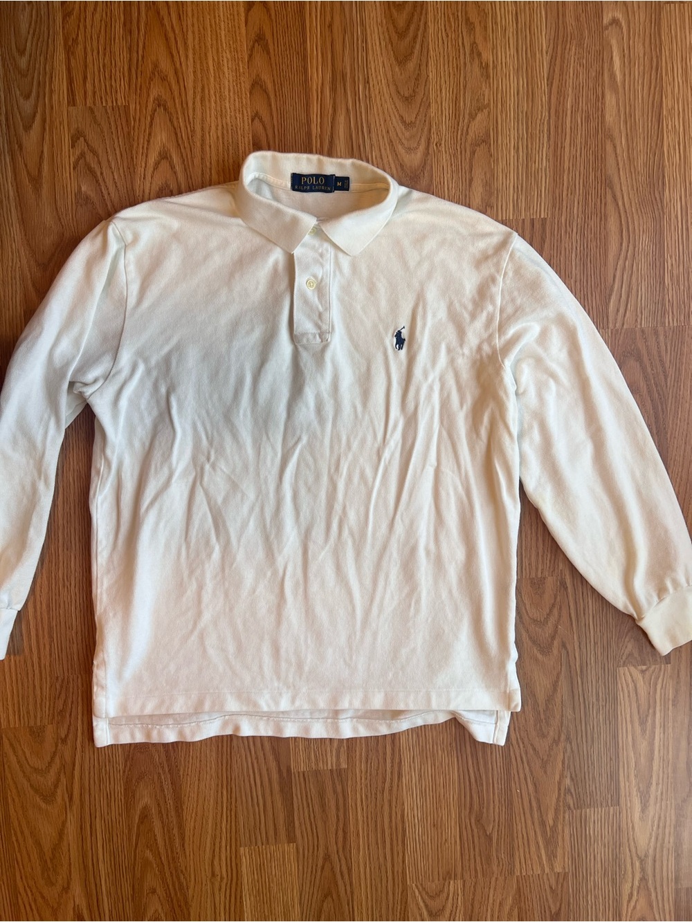 Polo by Ralph Lauren Cream Long-Sleeve Polo with Navy Pony